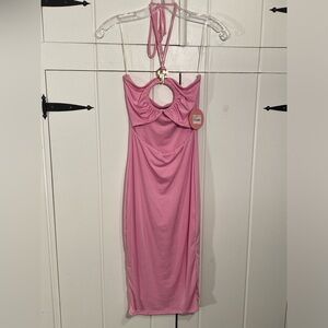 Meek Angel LA Cut-Out Halter Dress. Pretty in Pink. Size Medium. NWT.